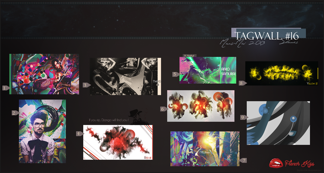 Vibrant tagwall showcase of colorful abstract GFX artwork collection