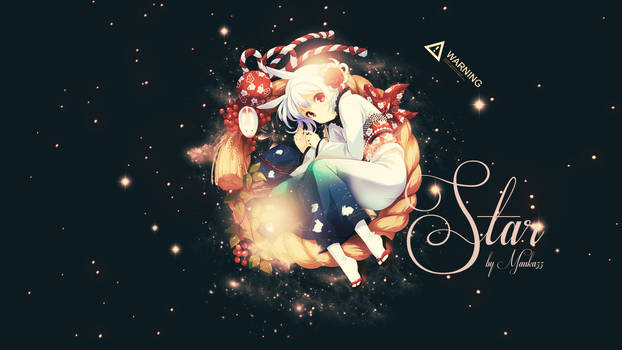 Anime girl wreath art with sparkling starry background