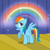 Rainbow Dash pony avatar with sparkly rainbow backdrop