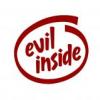 Classic 'evil inside' parody logo sticker design