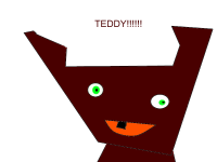 Goofy hand-drawn dog meme with googly eyes and 'TEDDY!!!!!!'