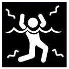 Drowning man warning symbol, a haunting universal caution sign
