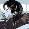 Stylized portrait GFX, smoking silhouette in blue tones