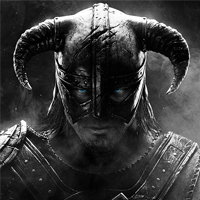 Dragonborn helmet avatar, moody Skyrim aesthetic