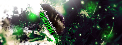 Green splatter GFX signature with gorilla art
