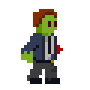 Pixel-art zombie in a suit, old-school forum avatar
