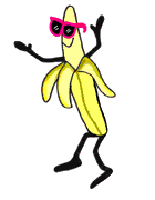 Dancing sunglasses banana, quirky forum avatar vibes
