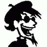 Grinning cartoon character avatar with a top hat