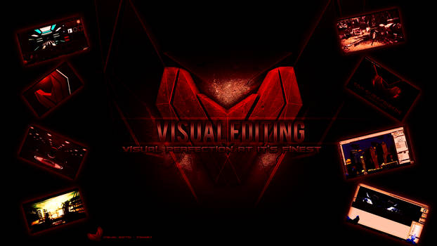 Dark red visual editing banner with menacing armored emblem