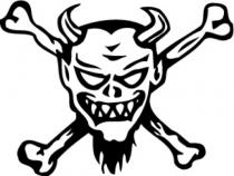 Devil skull with crossbones — classic edgy forum avatar art
