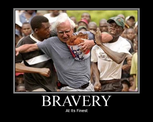 Classic 'Bravery' demotivator meme, forum humor throwback