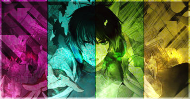 Split-tone anime GFX with vivid color panels
