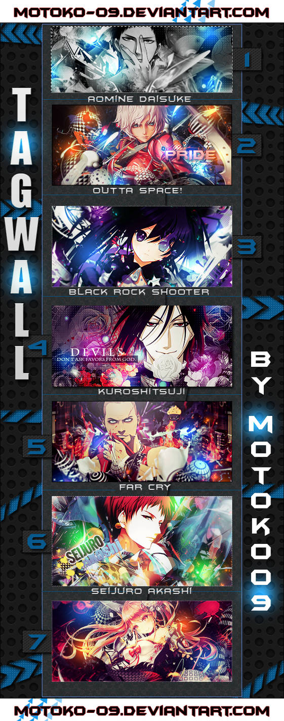 Anime GFX tagwall showcasing character art signatures