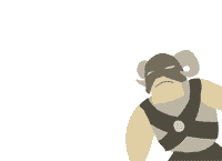 Cartoon warrior character art, muted earthy tones