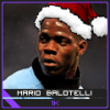 Mario Balotelli holiday-themed member avatar with Santa hat