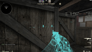Wallhack ESP view in an old FPS game