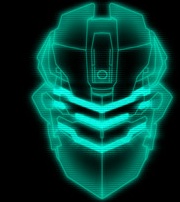 Glowing cyber-mask wireframe, futuristic sci-fi avatar art