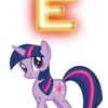 Twilight Sparkle avatar with glowing letter backdrop
