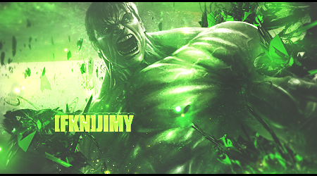 Hulk-themed GFX signature with crew tag glowing green