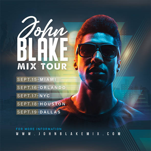 DJ tour poster graphic with bold typography