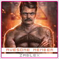 Fiery member avatar with bold tattooed portrait