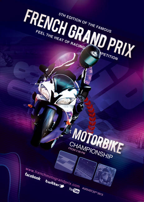 Motorbike championship poster art, sleek racing GFX design