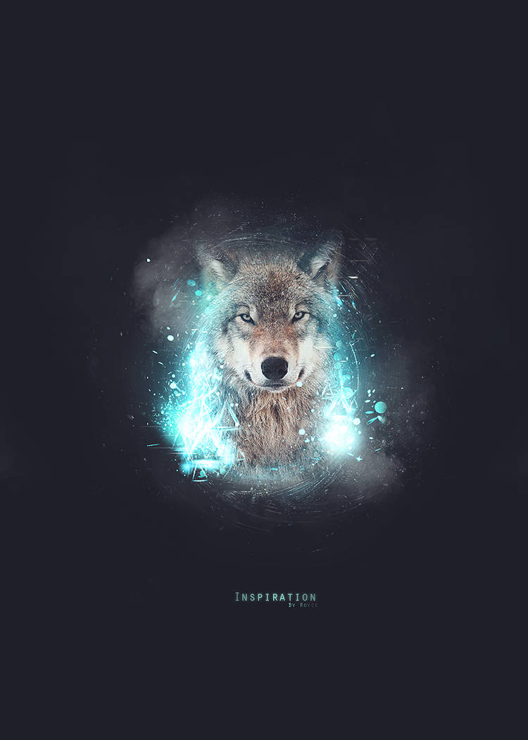 Glowing wolf spirit emerging from digital mist