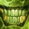 Grinning green-toned skull teeth GFX avatar