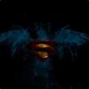 Superman emblem emerging from smoky darkness