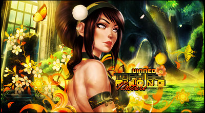 Fantasy warrior girl GFX with golden floral swirls