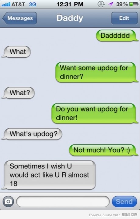 Classic 'updog' text prank fools Dad again