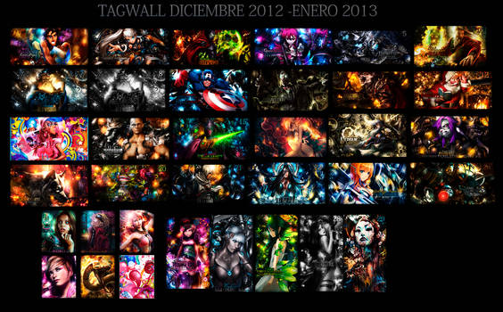 A vibrant tagwall collage of GFX art and signatures