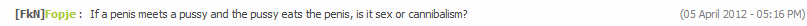 Classic FkN forum post with a hilariously absurd question