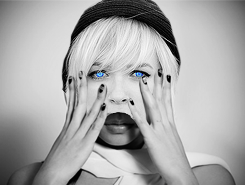 Black-and-white portrait with striking blue eyes edit