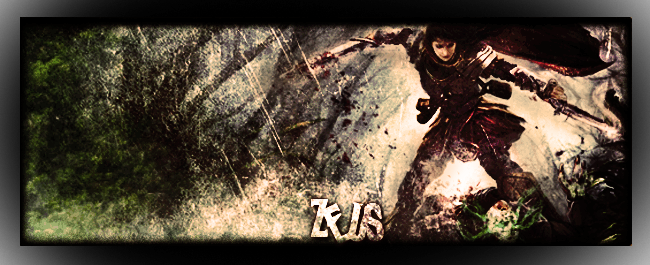 Dark warrior signature art with weathered grunge texture