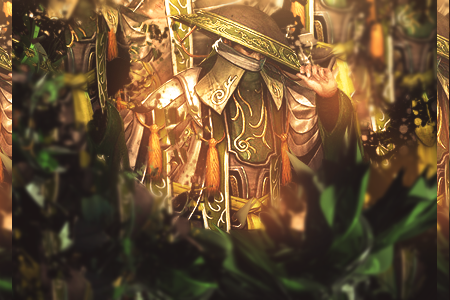 Mystic warrior GFX art amid glowing jungle foliage