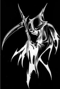 Grim reaper tribal artwork, classic forum sig vibes
