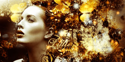 Golden-toned portrait GFX with ornate floral overlay