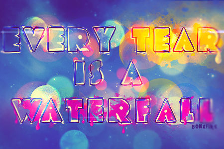 Colorful bokeh text art, early-2010s graphic style