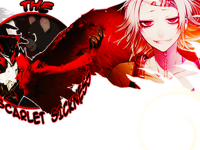 Anime GFX art: 'The Scarlet Sickness' banner with vampiric girl