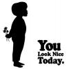 Silhouette boy offers a flower with a sweet note
