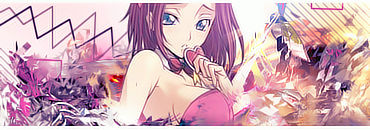 Anime girl GFX signature with pink abstract splatter art