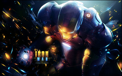 Epic Iron Man forum signature glowing with sparks and energy