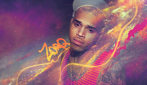 Chris Brown GFX edit with neon light streaks