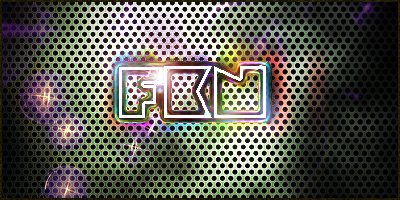 Glowing FKN crew tag banner on mesh backdrop