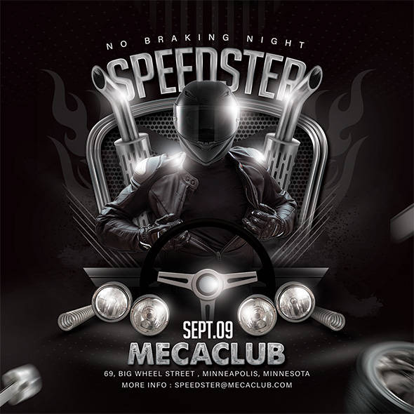 Racer flyer art — a moody speedster night poster