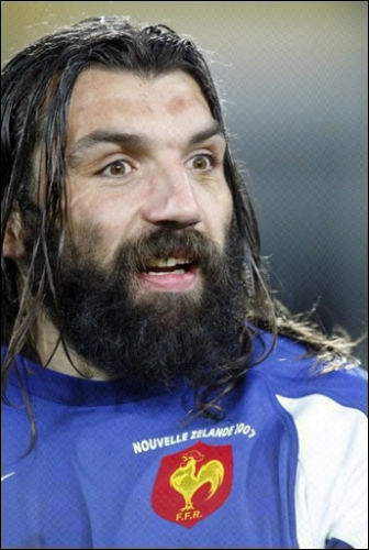Bearded rugby player rocking France colors, forum banter fuel
