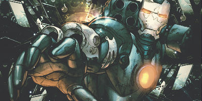 Battle-worn robotic warrior mech, classic sci-fi digital art