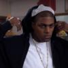 Guy in a nun costume, comedic movie still