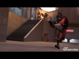 Pyro ambushing with flamethrower on TF2 stairs